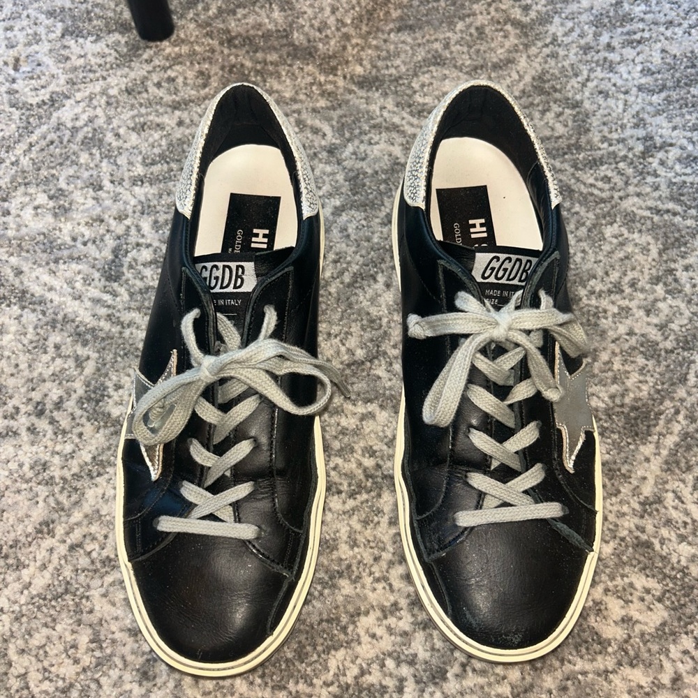 Black & Silver Golden Goose HiStar Sneakers